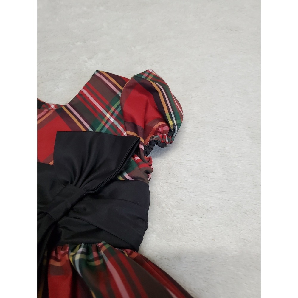 Ralph Lauren Red Green Tartan Plaid Bow Classic Dress Girl 4 Holiday Formal - Picture 3 of 9